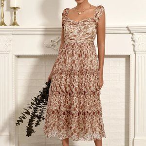 Brand New Lola Off Shoulder Tulle Printed Dress